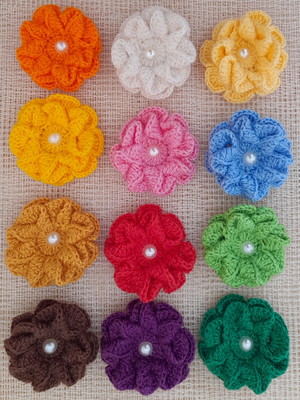 Kit 30 flores de crochê para aplique