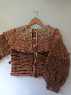 Casaco cropped pipoca de caramelo