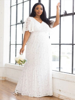 Vestido noiva boho chic renda sob medida plus size