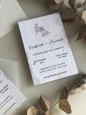 Convite com sementes - com envelope papel vegetal