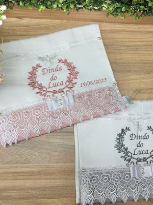Kit 2 toalhas de batizado para padrinhos