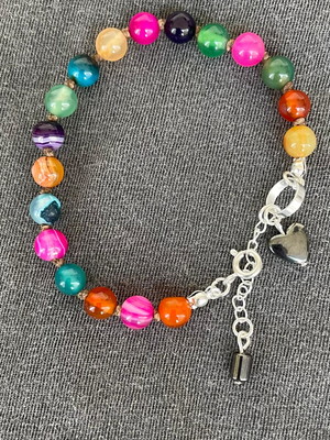 Pulseira semijoia prata folheada, com pedras natura