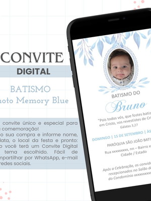 Convite digital | photo memory blue