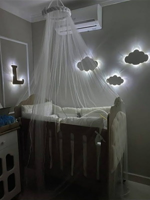 Kit com 3 nuvem mdf com luz de led decoração quarto bebe 3p
