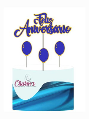Kit com 10 -topper de bolo em camadas - feliz aniversário