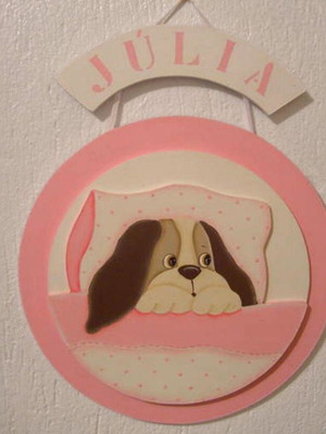 Placa maternidade cachorrinho para decoração de bebê