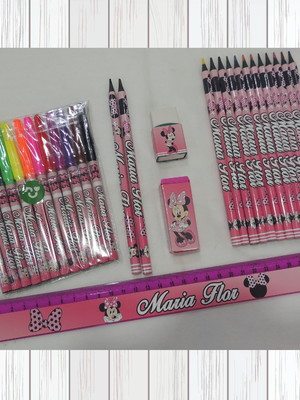 Kit escolar minnie rosa