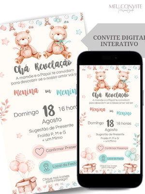 Convite digital interativo| chá revelação