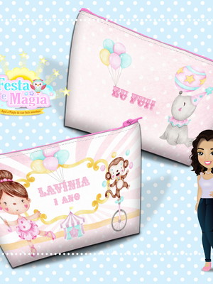Necessaire personalizada circo rosa