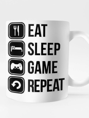 Caneca eat sleep game repeat arte personalizada premium