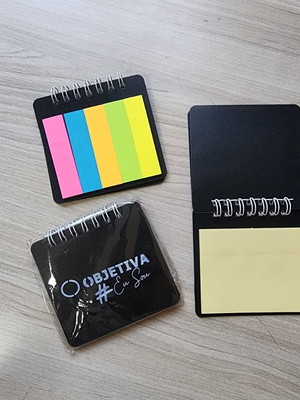 Mini blocos com capa pvc e post it personalizados