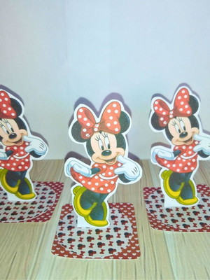 Apliques 3d minnie vermelho com 10 unidades