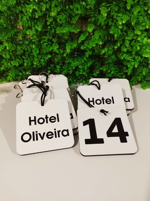 Chaveiro identificador em mdf personalizado duas faces
