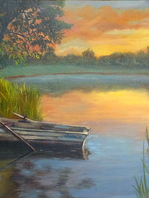 Pôr do sol - óleo sobre mdf telado