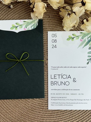 Convite de casamento envelope luva e papel markatto