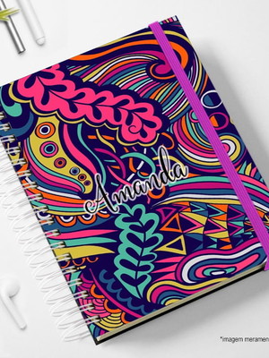 Agendas 2025 mandalas colorido flores cores caderno com nome