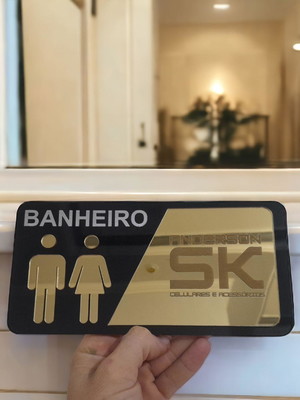 Placa de identificação personalizada para banheiro