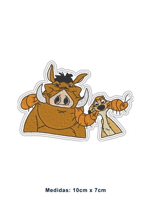 Patch bordado termocolante rei leão - timão e pumba -modelo2
