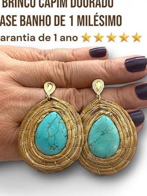 Brinco capim dourado - base com 1 milésimo de ouro