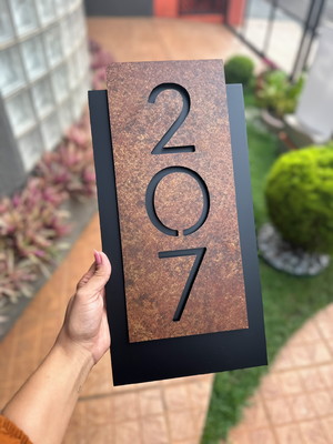 Número para casa acm com acm corten - 3 dígitos 20x40