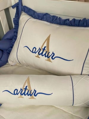 Kit berço azul persia e dourado