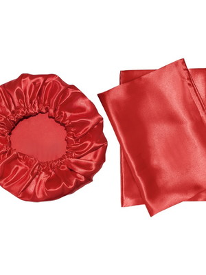 Kit 4 fronhas 50x70 + 2 touca de cetim vermelho