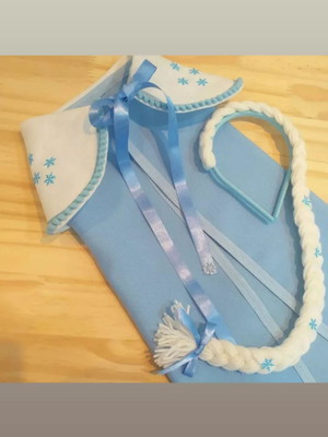 Capa elsa 90cm com tiara de trança - unidade