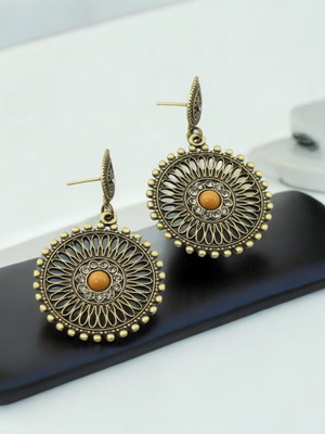 Brinco mandala grande ouro velho bijuterias femininas