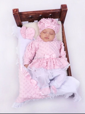 Saída maternidade rosa menina com boina