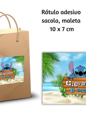 Rótulo adesivo para maleta maletinha sacola stitch