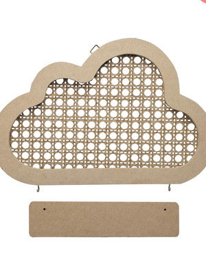 Nuvem base para artesanato com plaquinha mdf bebe 35x23 cm