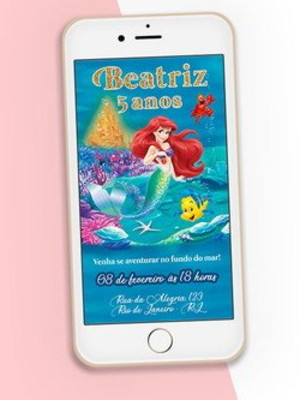 Convite a pequena sereia - arte digital