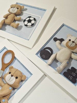 Trio de quadrinho urso esportista