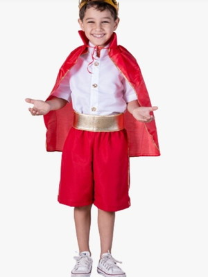 Fantasia infantil principe rei + coroa capa 2,4,6,8,10