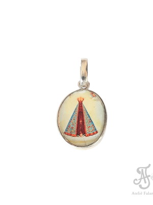 Pingente medalha n. senhora aparecida com prata