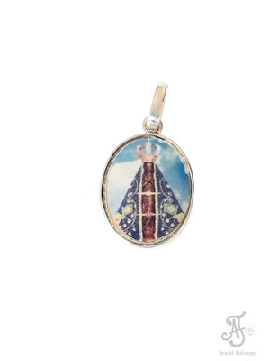 Pingente medalha n. senhora aparecida com prata