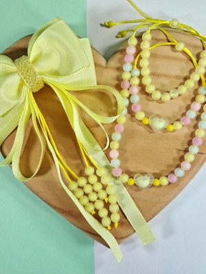 Kit laço + colar e pulseiras candy color