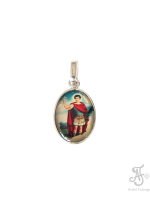 Pingente medalha santo expedito com prata