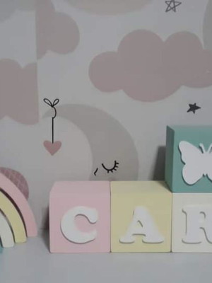 Kit 8 cubos com arco íris candy mdf