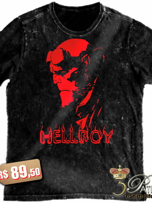 Camiseta hell boy em 100% algodão premium marmorizado