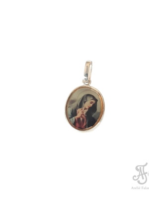 Pingente medalha virgem maria com prata