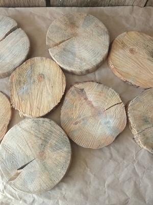 Kit 5 bolacha de madeira natural centro de mesa 15 a 16 cm