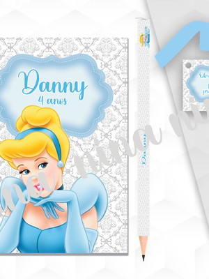 Bloquinho g+lapis cinderela personalizado