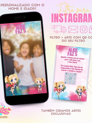 Filtro para instagram + qr code arlequina cute