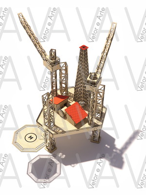 Vetor, plataforma de petróleo, cnc laser