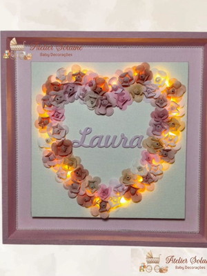 Quadro porta maternidade floral com led