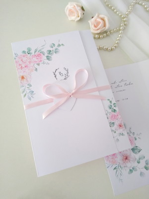 Convite de casamento rosa