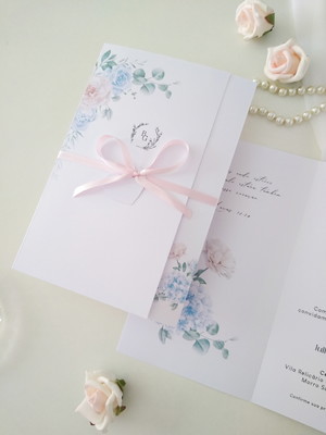 Convite de casamento azul