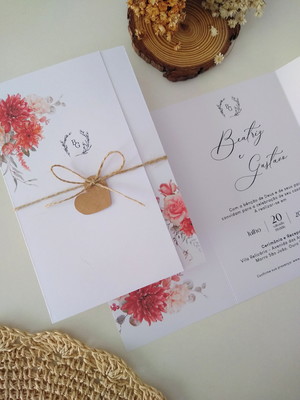 Convite de casamento terracota