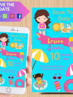 Save the date digital pool party 01